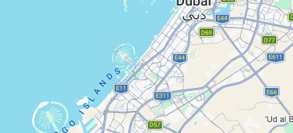 Map showing Grosvenor Business Tower in Dubai